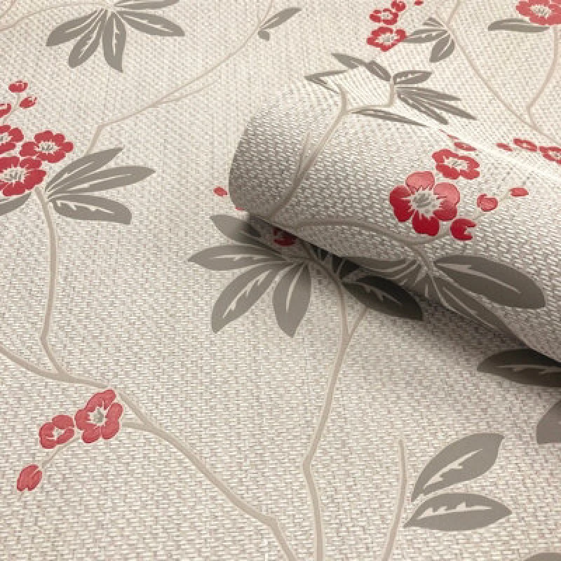 Image of Belgravia Decor Amelie Blossom Beige/red Wallpaper