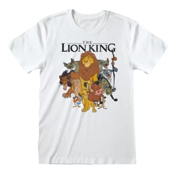 image of Lion King Classic - Vintage Group Pose Unisex Large T-Shirt - White