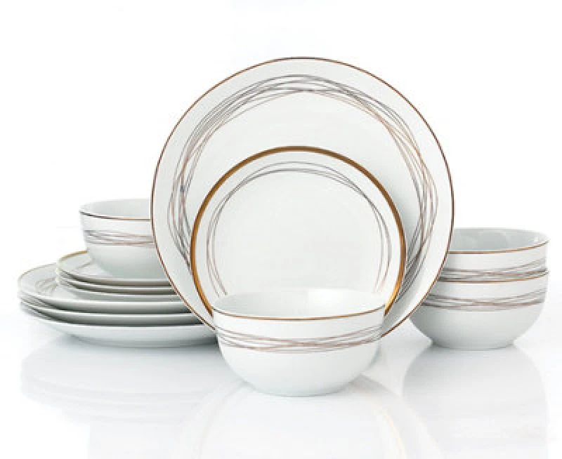 Image of Waterside 12Pc Gold Swirl Plates 6329