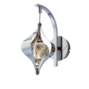 image of Amano Wall Lamp Switched 1 Light Polished Chrome, Crystal