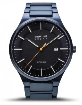 Image of Bering Mens Titanium Brushed Blue Blue Titanium Strap Watch
