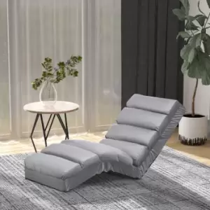 Image of Homcom Adjustable Floor Chaise Recliner Dark Grey Faux Suede