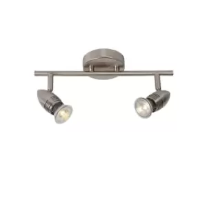 image of Lucide Caro 2 Light LED Ceiling Spotlight Bar - Satin Chrome