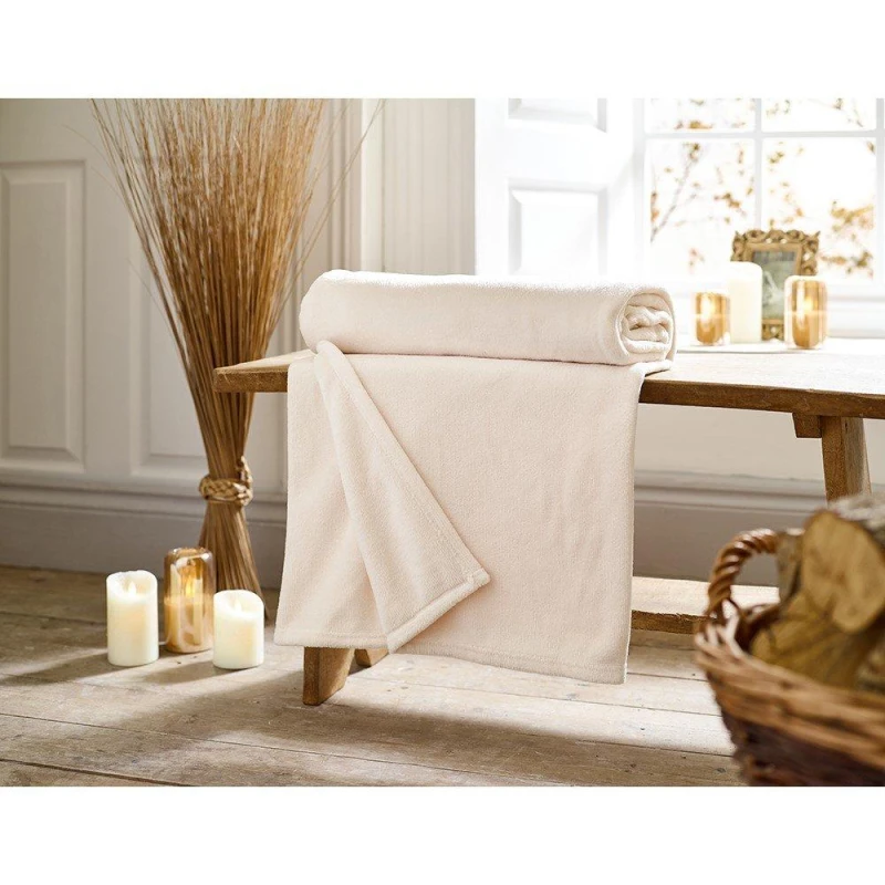 Image of Deyongs Deyongs Snuggle Touch Super Soft Solid Colour Fleece Throw in Ivory Size: 140cm x 180cm Ivory 140cm x 180cm Unisex 5054990142511