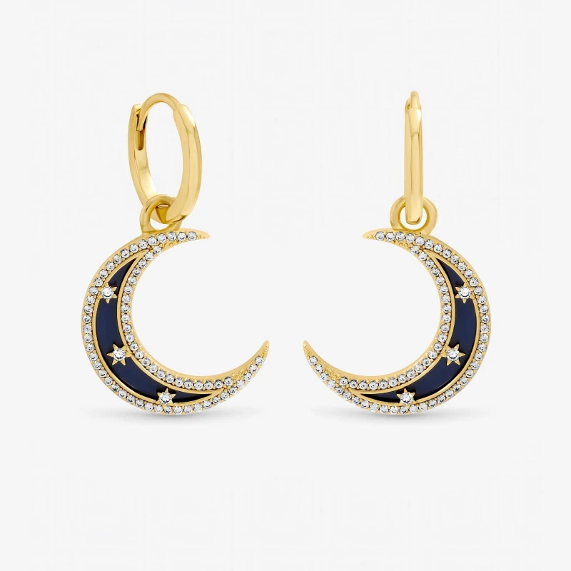Image of Inicio Gold Plated Lapis Celestial Earrings - Gift Pouch Stud Earrings One Size Gold 41451510000