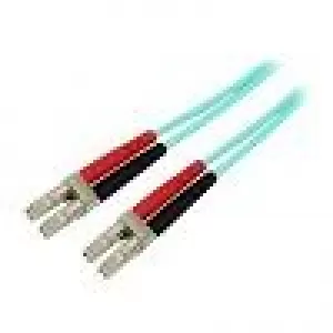 Image of StarTech 10 Gb Aqua Multimode 50125 Duplex LSZH Fiber Patch Cable LCLC 1m