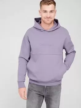 Image of Calvin Klein Comfort Debossed Logo Hoodie, Purple Size M Men