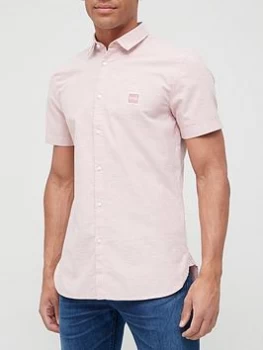 Image of Hugo Boss Magneton Short Sleeve Shirt Pastel Pink Size L Men