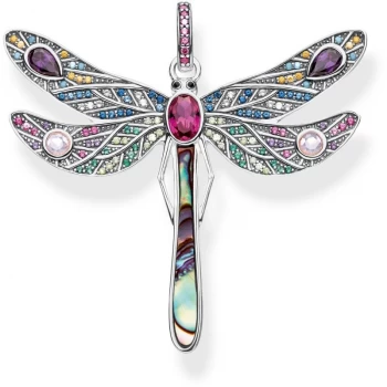 Image of Ladies Thomas Sabo Sterling Silver Glam & Soul Paradise Colours Large Silver Dragonfly Pendant