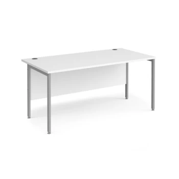 Image of Maestro 25 straight desk 1600mm x 800mm - silver H-frame leg and white top