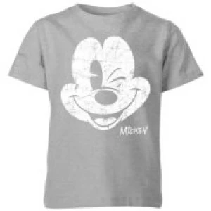 Image of Disney Worn Face Kids T-Shirt - Grey - 9-10 Years