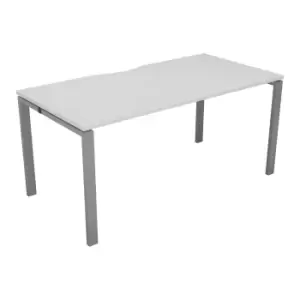 Image of CB 1 Person Bench Desking with Cable Port and Silver Frame - 1200mm - White
