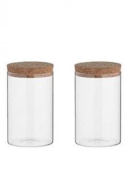 image of Typhoon Monochrome Set Of Two 0.95-Litre Storage Jars With Cork Lids