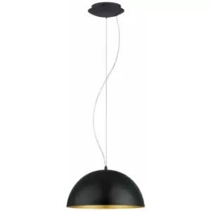 Image of Pendant Ceiling Light Steel Black Outer Gold Inner Shade Bulb E27 1x60W