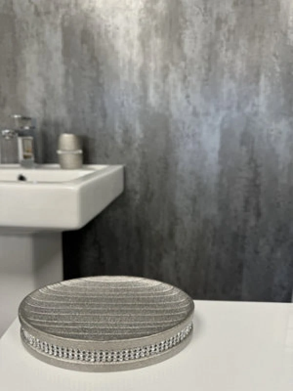 Image of Showerdrape Pzazz Silver Diamante Bathroom Sink Soap Dish