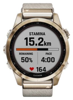 image of Garmin 010-02539-39 fenix 7S Sapphire Solar Cream Gold Watch