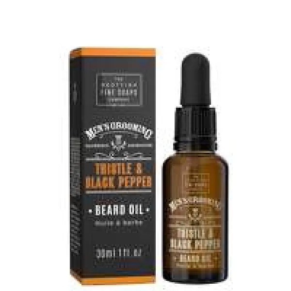 image of The Scottish Fine Soaps Company Mens Grooming Thistle and Black Pepper Beard Oil 30ml