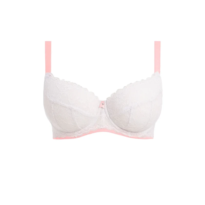 Image of Freya Womens Offbeat Underwired Padded Half Cup Bra in White Size: 34DD White Female 34DD