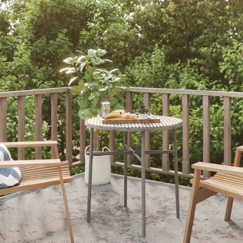 Image of VIDAXL Tea Table Grey 45cm Poly Rattan Vidaxl 8720286699225