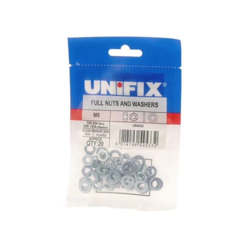Image of Unifix Class 8 Full Nuts & Washers M10 - Box Of 50