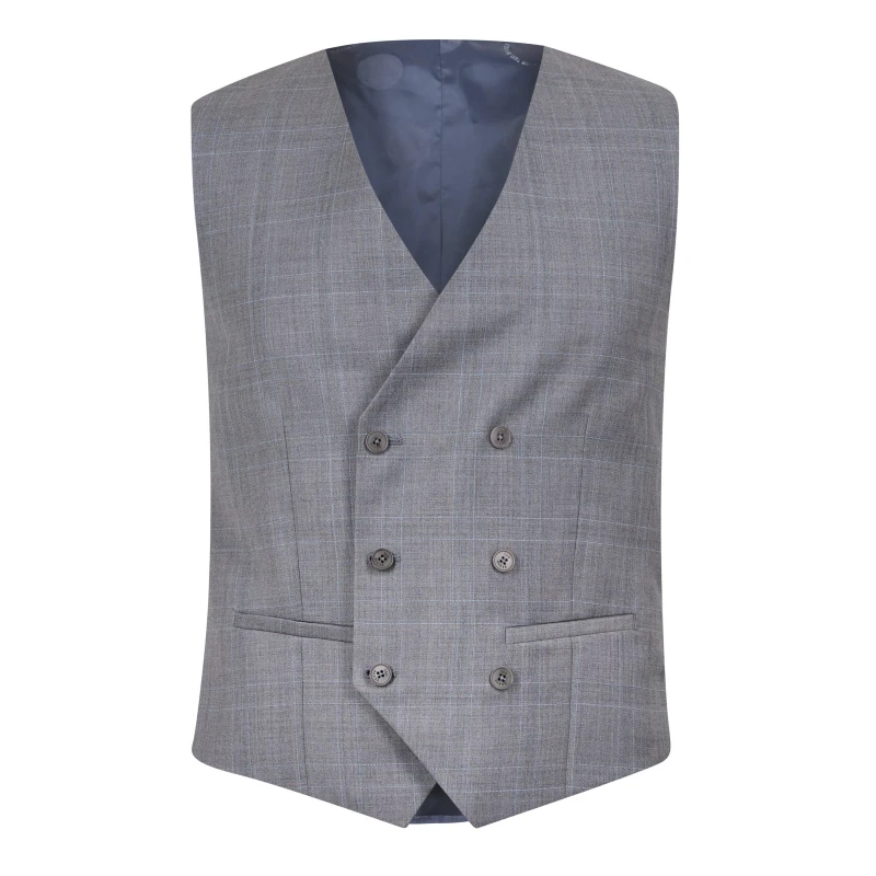 Image of Ted Baker Indus Slim Fit Check Suit Vest - Grey Grey S