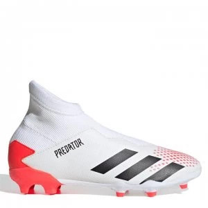 Image of adidas Predator 20.3 Laceless Junior FG Football Boots - White/PopOrange