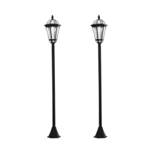 image of Outsunny 2pc Solar Powered LED Garden - Black