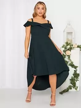 Image of Yours High Low Bardot Dress - Black, Size 16, Women