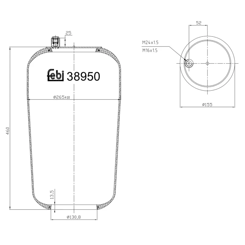 Image of FEBI BILSTEIN 38950 Boot, air suspension Boot,air suspension (324)