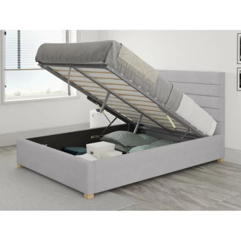 Image of Kelly Ottoman Upholstered Bed, Kimiyo Linen, Silver - Ottoman Bed Size Double (135x190)