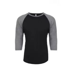 Image of Next Level Adults Unisex Tri-Blend 3/4 Sleeve Raglan T-Shirt (XS) (Premium Heather/Vintage Black)