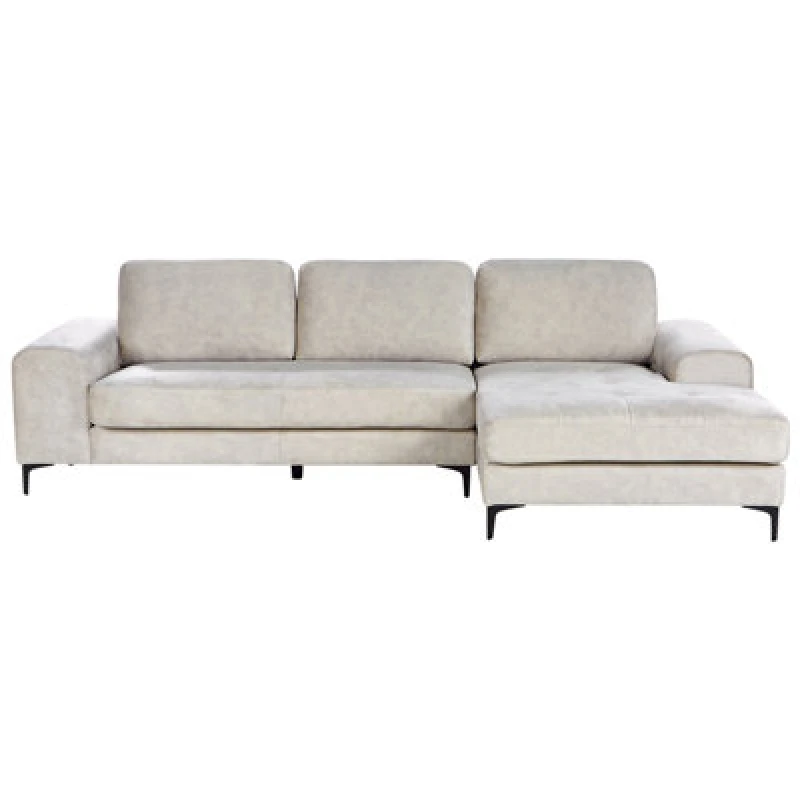 Image of Beliani Corner Sofa 4 Seater Kiruna Velvet Light Beige Left Hand