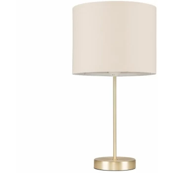 image of Gold Table Lamp Light Fabric Shades - Beige