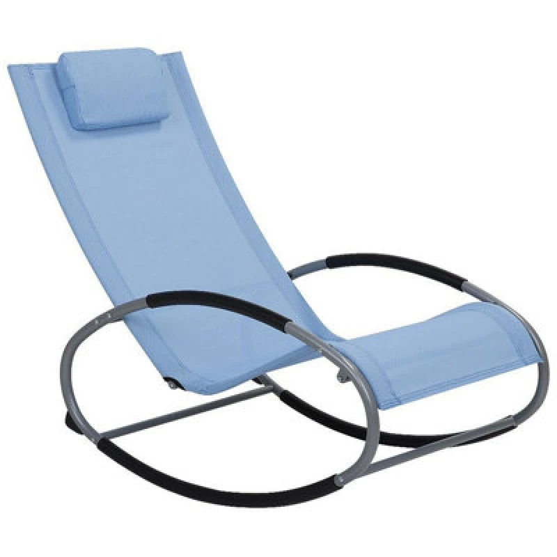Image of Beliani Rocking Sun Lounger Campo Fabric Blue