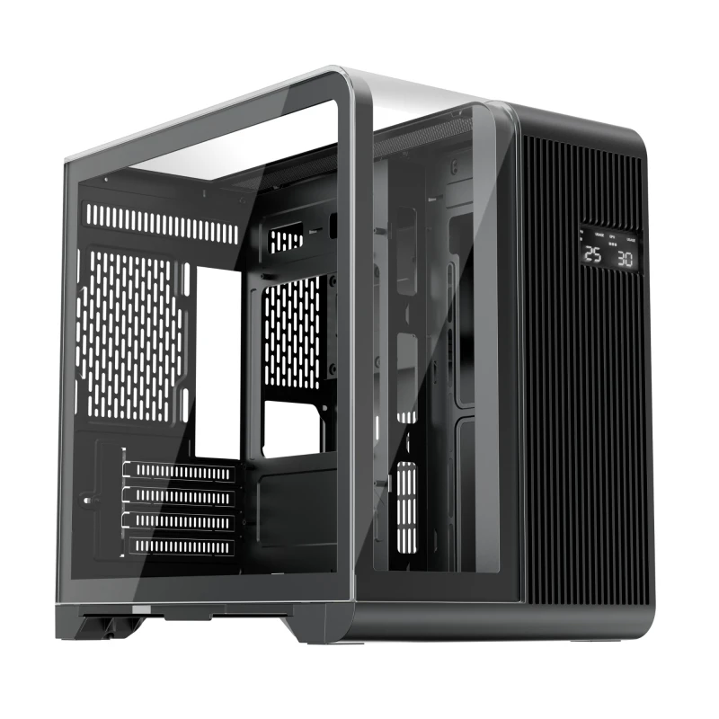 Image of 1st Player RT5 BK Glass Micro Tower Gaming Case - 3-Sided Tempered Glass Panels, RGB Lighting, Esports Design RT5-BK