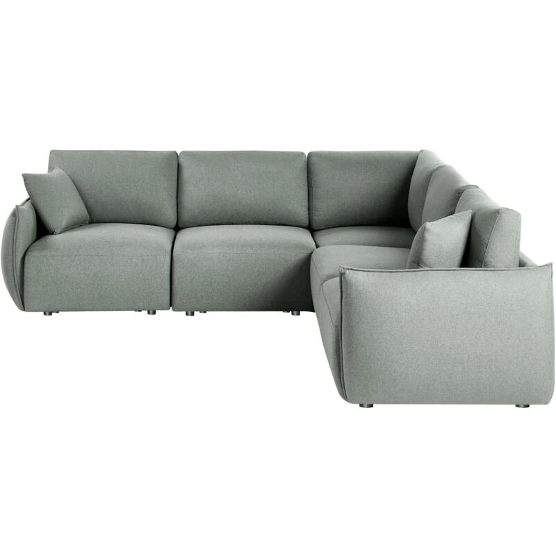 Image of Beliani Modular Corner Sofa 5 Seater Mesnali Fabric Green Left Hand