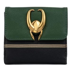 Image of Loungefly Marvel Loki Hardware Wallet With Zip Coin Pouch