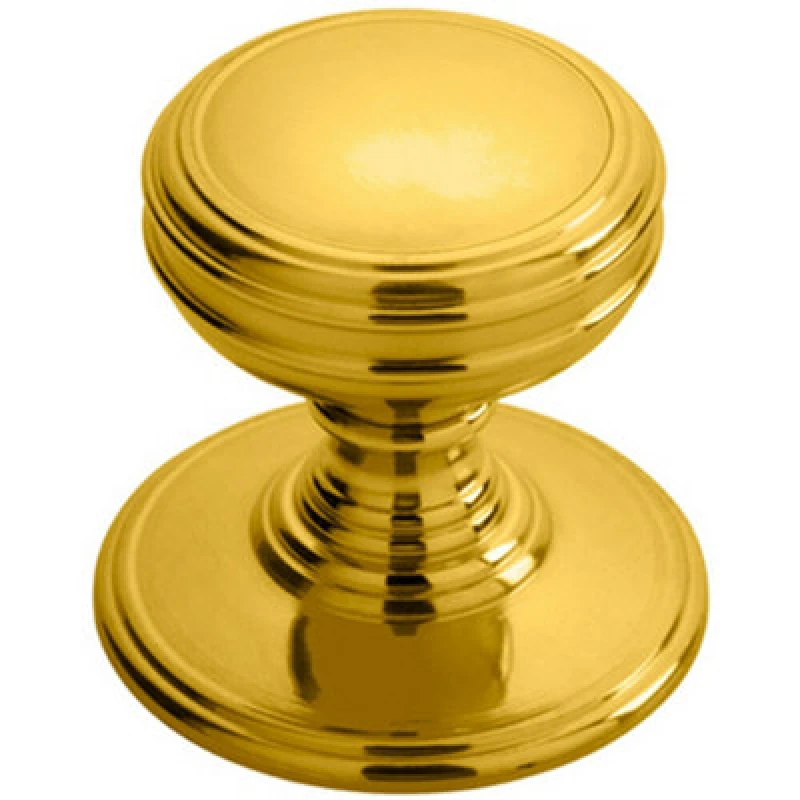 Image of Loops Ringed Tiered Cupboard Door Knob 38mm Diameter Polished Brass Cabinet Handle Metallics unisex