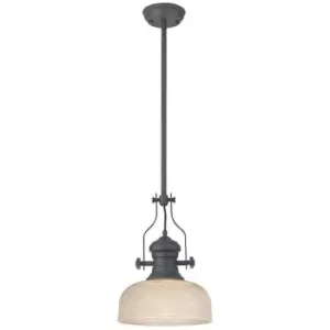 image of Luminosa Luiz Single Ceiling Pendant, E27, 26.5cm Prismatic Glass, Graphite, Clear