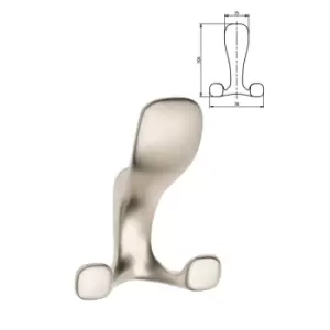 Image of GTV Modern Hat Coat Hanger Hook Door Wall Bath Model Toledo 104mm - Colour Satin