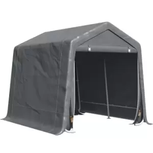 Image of Outsunny Bike Storage Shed w/ Metal Frame, Zipper Doors - Grey