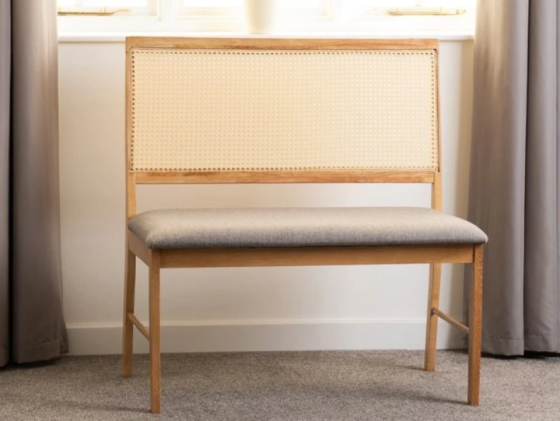 Image of Seconique Ellis Oak and Rattan Dining Bench