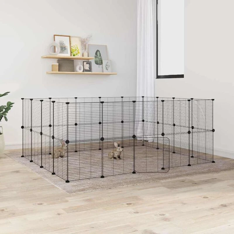 Image of VIDAXL 36-Panel Pet Cage with Door Black 35x35cm Steel Vidaxl 8720287190783