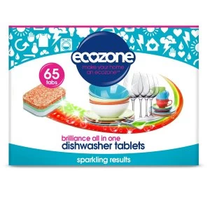 image of Ecozone Brilliance All-in-One Dishwasher Tablets - Pack of 65