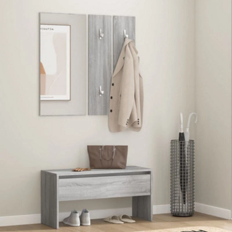 Image of vidaXL Hallway Furniture Set Grey Sonoma Engineered Wood, Grey 820479