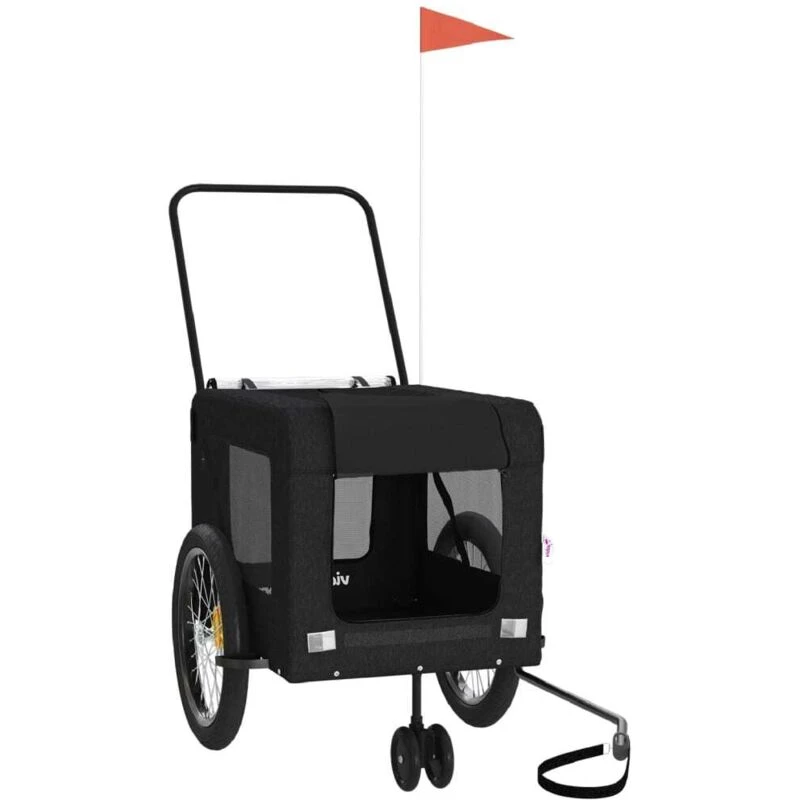 Image of VIDAXL Pet Bike Trailer Black Oxford Fabric and Iron Vidaxl 8720845770327