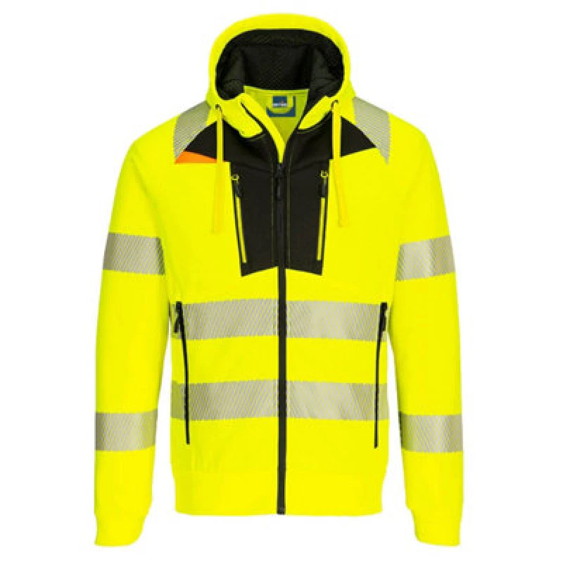 Image of Portwest DX4 Hi Vis Funnel Neck Zipped Sweatshirt DX477YBR4XL Colour: Yellow / Black