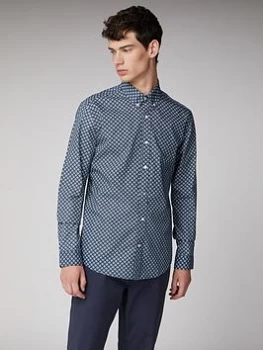 Image of Ben Sherman Long Sleeve Retro Geo- Dark Blue, Size L, Men