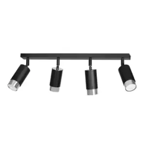 Image of Hiro Black/Chrome Ceiling Spotlight Bar 4x GU10