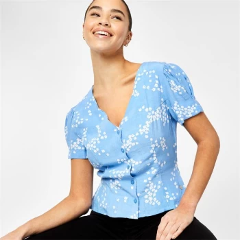 image of Jack Wills Sallie Puff Sleeve Blouse - Blue Floral